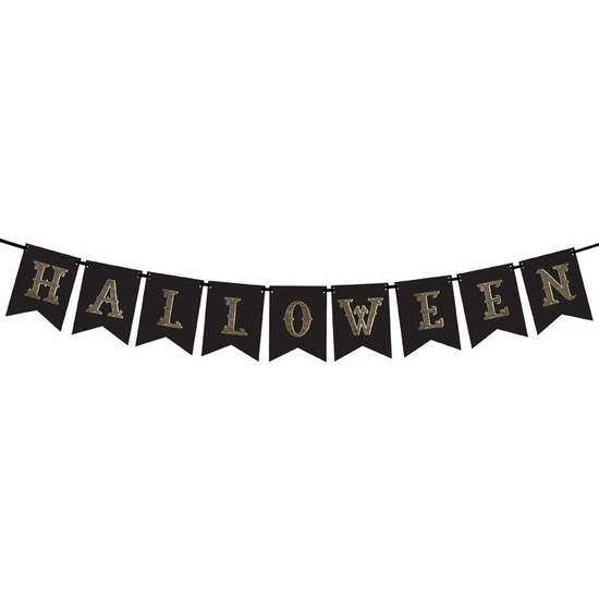 Zwarte Halloween DIY banner vlaggenlijn/slinger 20 x 175 cm