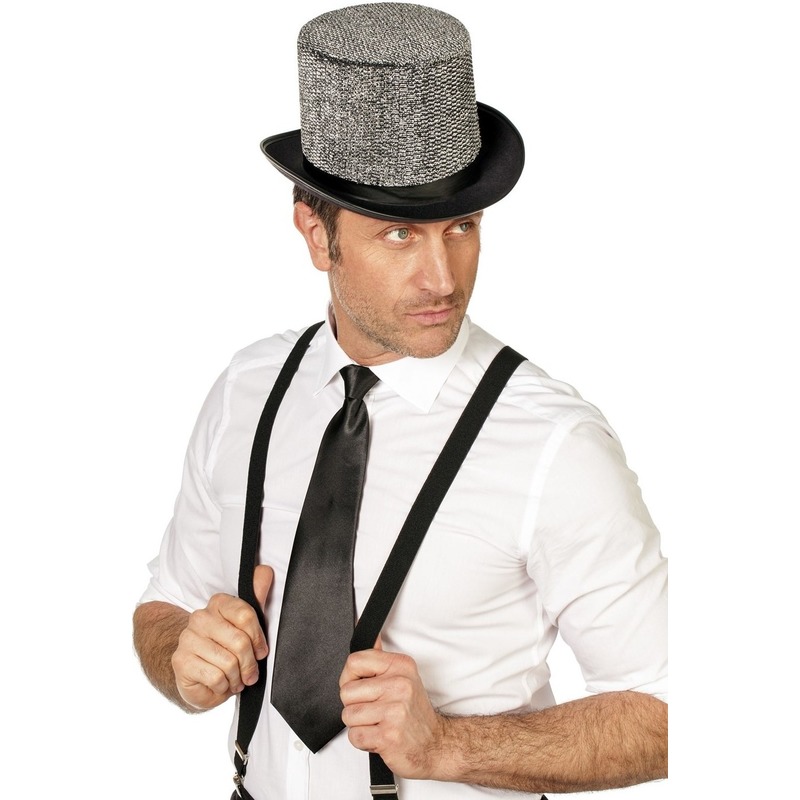 Zwarte stropdas 41 cm verkleedaccessoire voor dames-heren