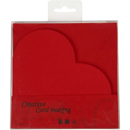 10x Heart card red with enveloppe