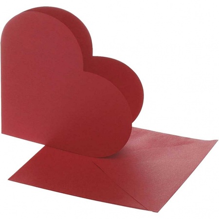 10x Heart card red with enveloppe