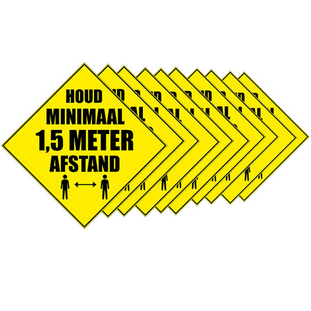 10x Warning sticker houd afstand 10,5 cm