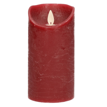 1x Burgundy red LED candle with moving flame 15 cm 