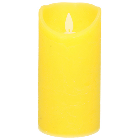 1x Yellow LED candle with moving flame 15 cm