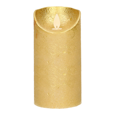 1x Gold LED candle with moving flame 15 cm
