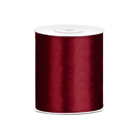2x rolls hobby decoration satin ribbon burgundy red-red 10 cm x 25 meters