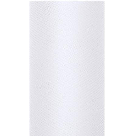 1x Hobby/decoratie witte tule stof op rol 15 cm x 9 meter