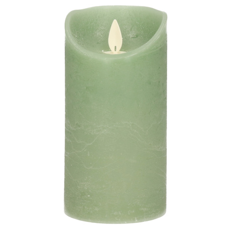 1x Jade green LED candle with moving flame 15 cm