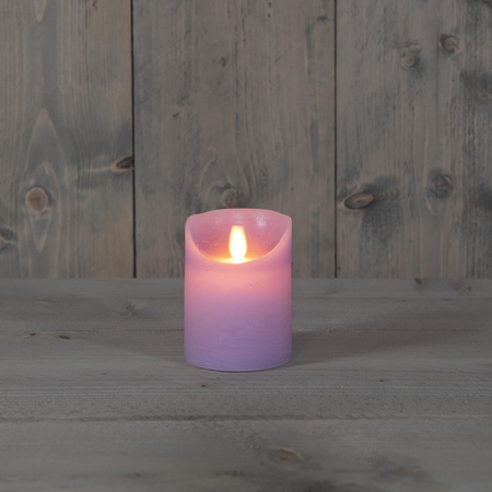 2x pieces Anna Collection lilac purple LED candles 10 and 12,5 cm