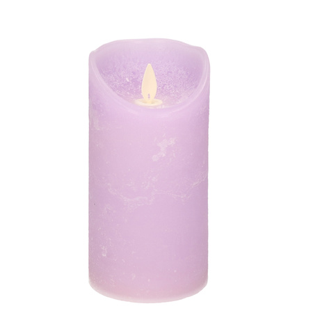 1x Lilac purple LED candle with moving flame 15 cm