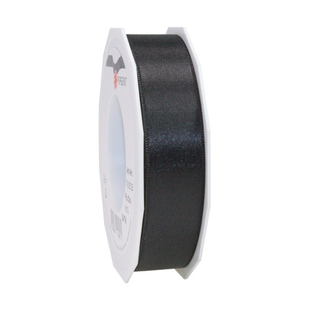 Luxery satin ribbon 2.5cm x 25m - black and beige