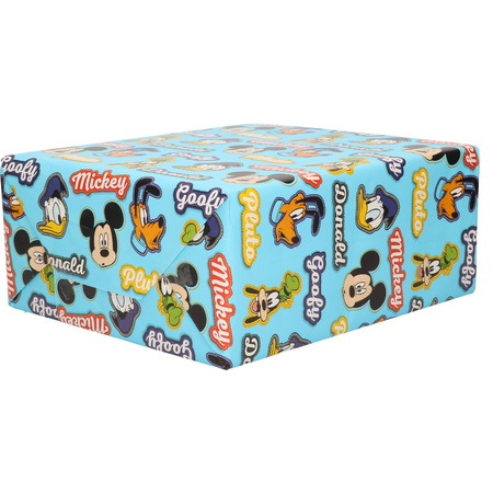 1x Rolls Disney wrapping paper Mickey Donald Pluto blauw 200 x 70 cm