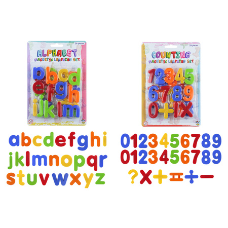 1x set Magnetische gekleurde alfabet speelgoed letters en cijfers 52 stuks 4 cm