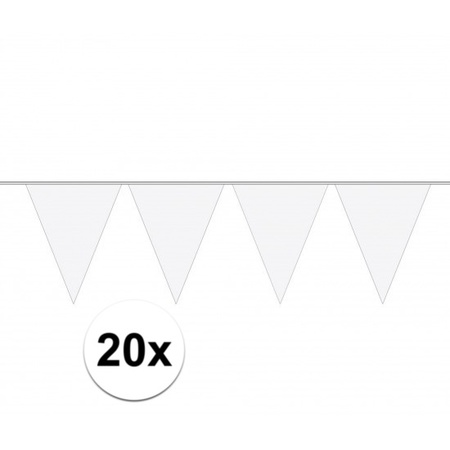 Party vlaggenlijn wit effen 20x stuks
