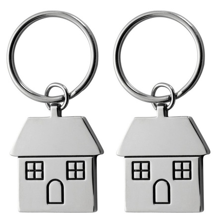 2x Keyring with house 7 cm