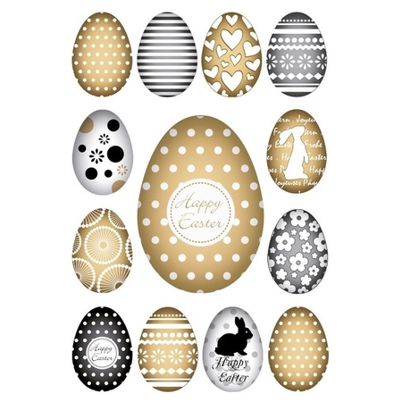 39x Gold/black easter eggs stickers