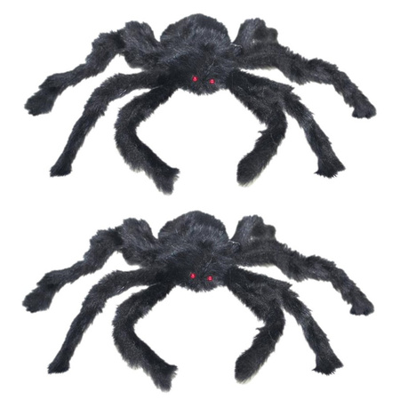 3x Zwarte horror spinnen van 28 cm
