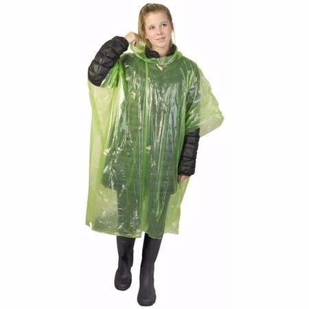 3x green rain poncho