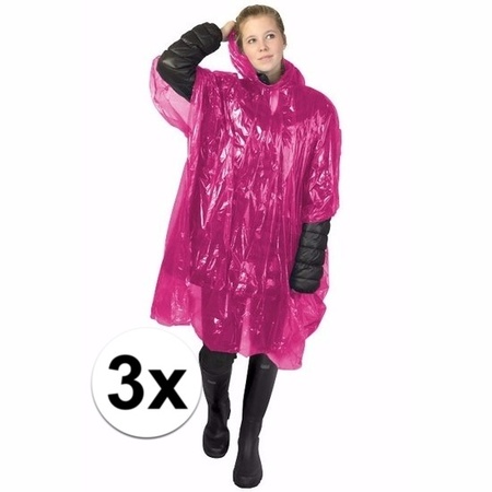 3x pink rain poncho