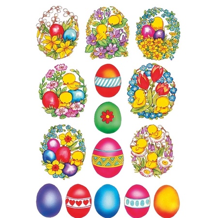 45x Coloured easter eggs stickers