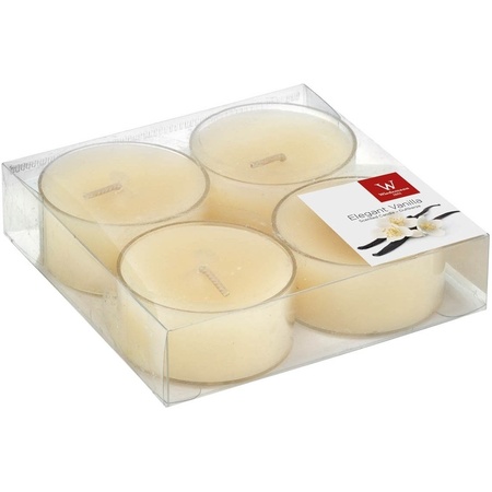 16x maxi size scented tealights vanille and apple 8 burging hours