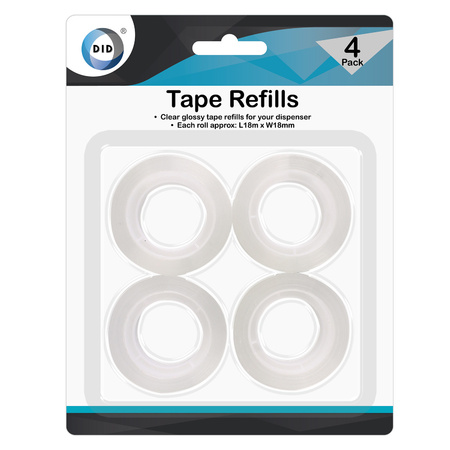 Tape dispender in black - 15 x 6 x 7 cm - including 4x rolls of transparent tape - 18 mm x 18 meter 