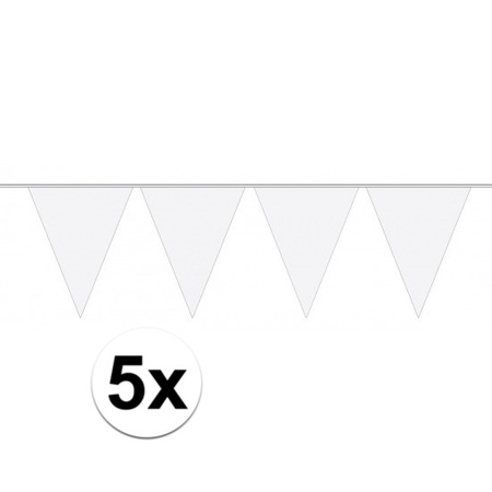 5 stuks witte vlaggetjes slinger van 10 meter