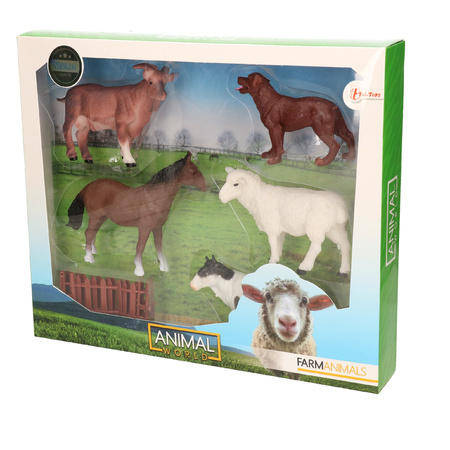5x kunststof speelgoed boerderij dieren speelfiguren