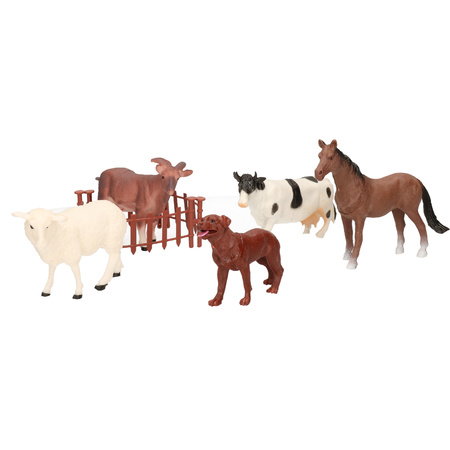 5x plastic toys farm animals play figures 5,5 cm
