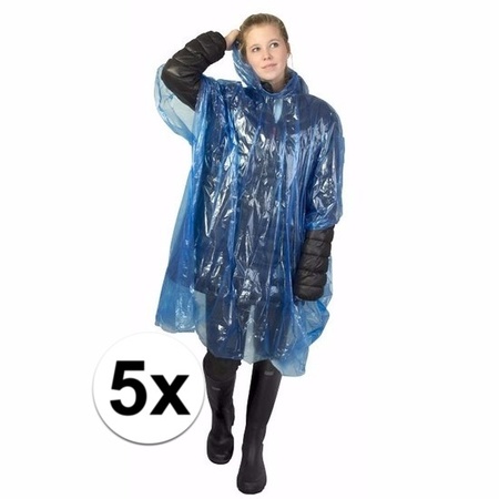 5x blue rain poncho