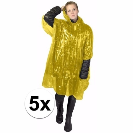 5x yellow rain poncho