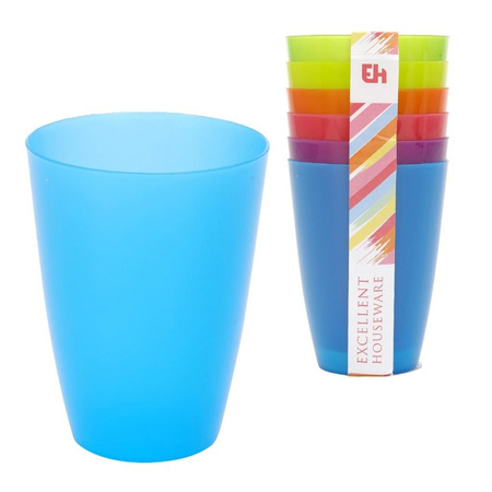 6x Colored drinking cup/mug plastic 10 cm