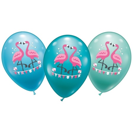 6x pieces Flamingo theme balloons 28 cm
