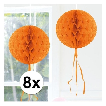 8x Decoration ball orange 30 cm