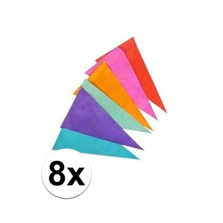 8x Multicoloured paper bunting 10 meter