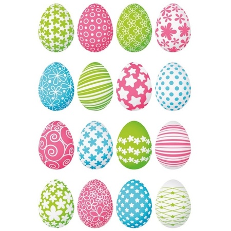 96x Coloured easter eggs stickers