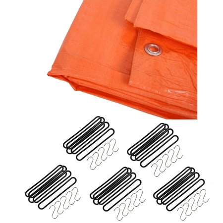 Tarp orange 6 x 8 meter orange 25x tension rubbers and s-hooks