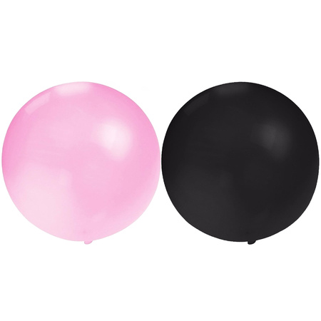 Bellatio decorations 10x large size balloons black/pink dia 60 cm