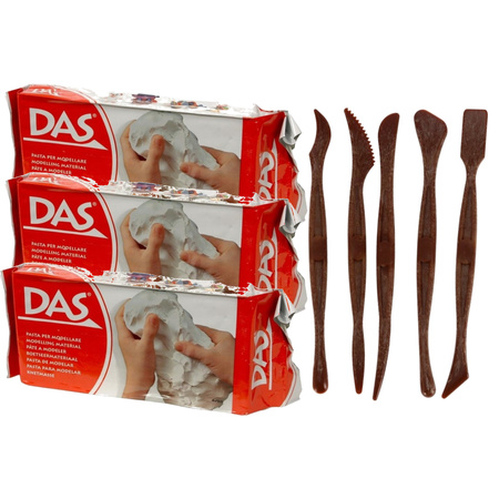 Model basic package with 3 kilo clay and tools 5-pieces