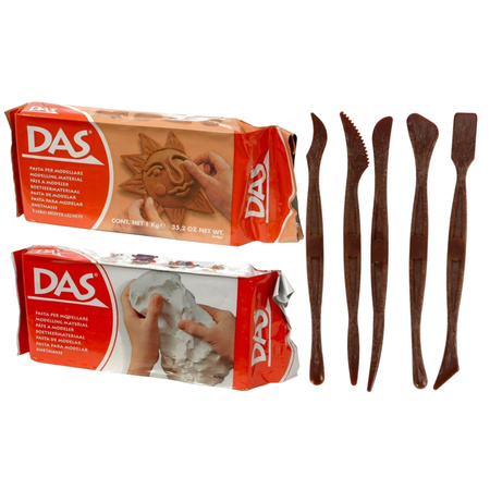 Model basic package with 4 kilo clay and tools 7-pieces