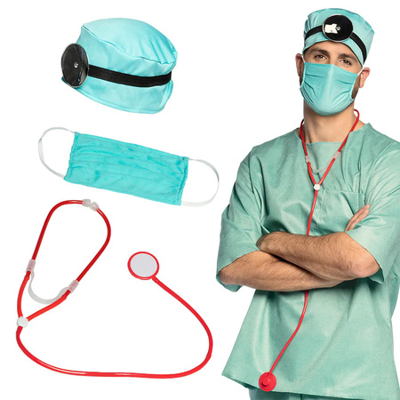 Docter hospital carnaval set - accessoiries 5-parts - plastic