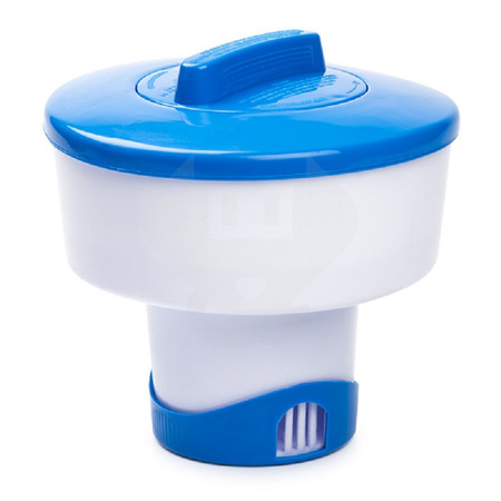 Chlorine dispenser with thermometer for large swimming pools