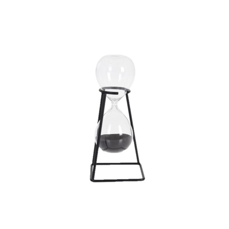 Decoration hourglass black in metal stand 19 cm