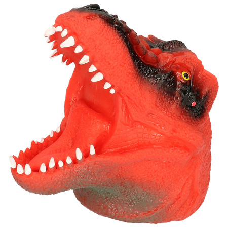 Dino World latex handpop oranje 14 cm