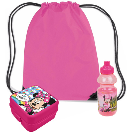 Disney Minnie Mouse lunch box set for children - 3 pieces - pink - incl. gym bag/school bag