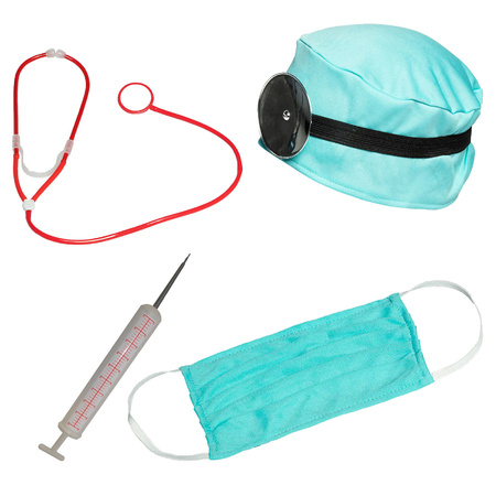 Docter hospital carnaval set - accessoiries 5-parts - plastic