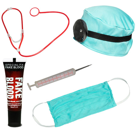 Dokter/chirurg ziekenhuis verkleed set - accessoires 6-delig - kunststof