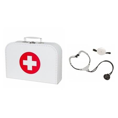 Ziekenhuis verkleedaccesoires koffer met stethoscoop voor volwassenen