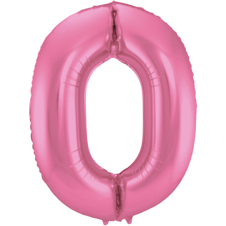 Grote folie ballonnen cijfer 60 in het glimmend roze 86 cm en 2x feestslingers