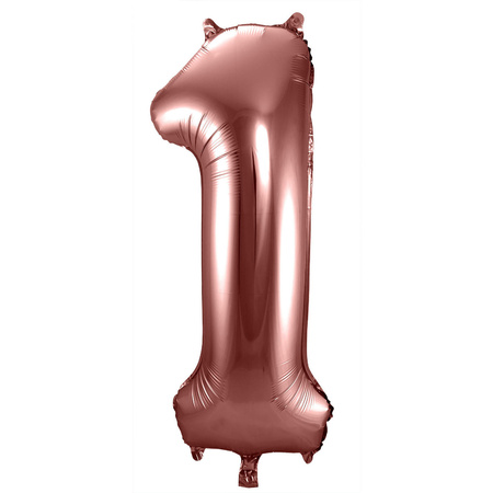 Grote folie ballonnen cijfer 18 in het brons 86 cm en 2 feestslingers
