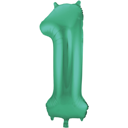 Grote folie ballonnen cijfer 21 in het glimmend groen 86 cm